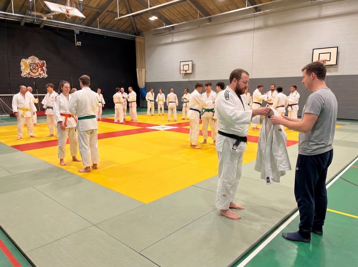 Members arriving at the hall before a judo session