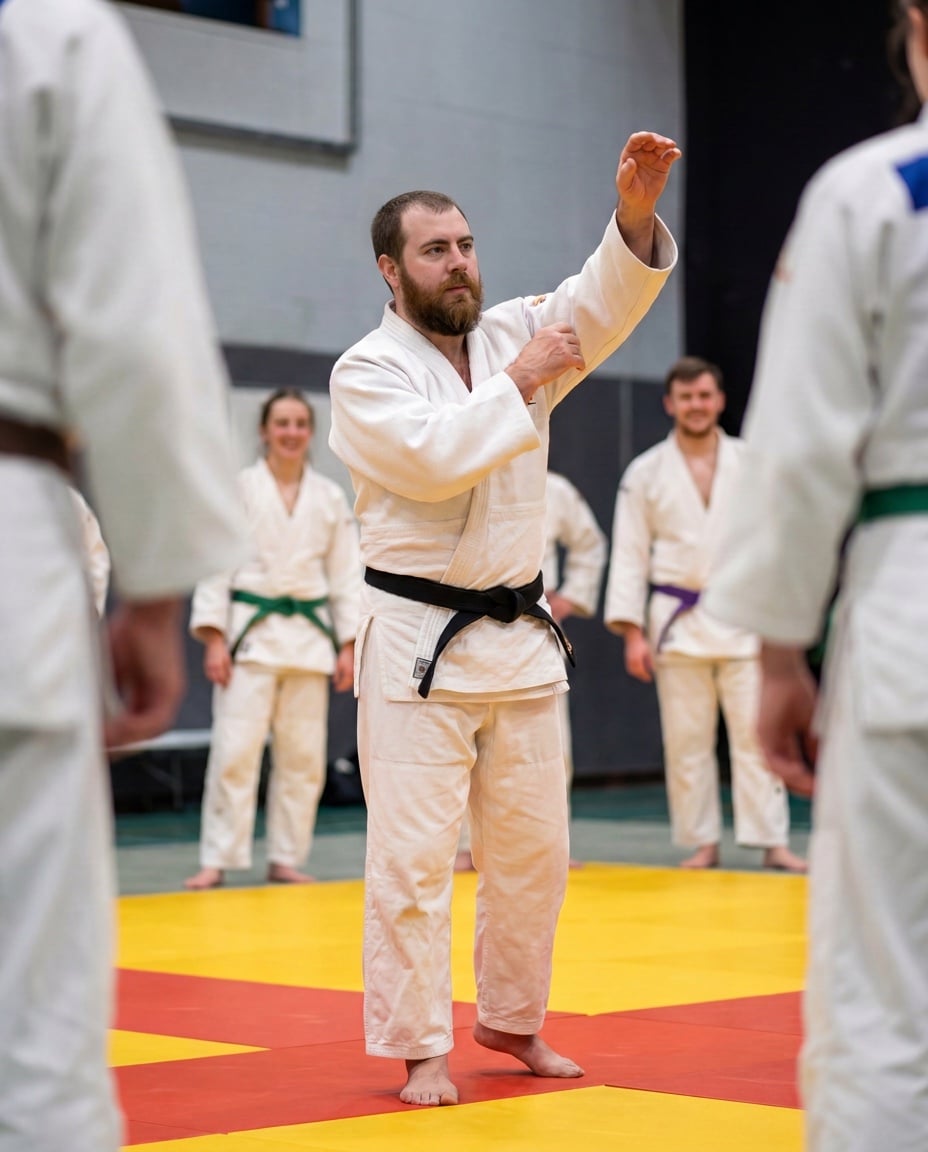 The Guernsey Judo Club coaching team on the mats